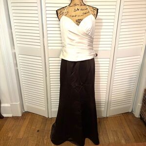 Vintage Y2K Era Brown and White Formal Dress Gown Forever Yours International